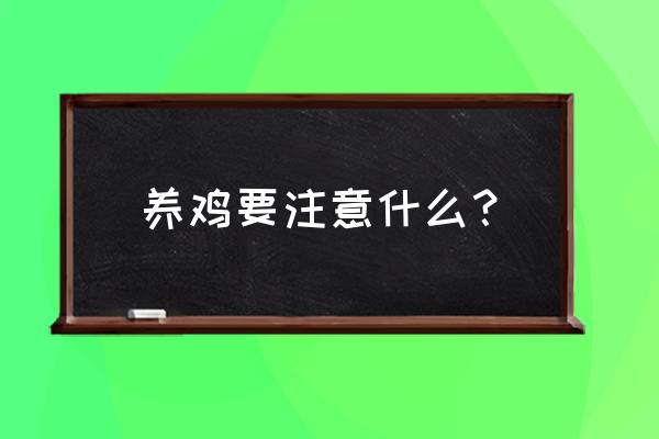 想养鸡需要注意些什么 养鸡要注意什么？