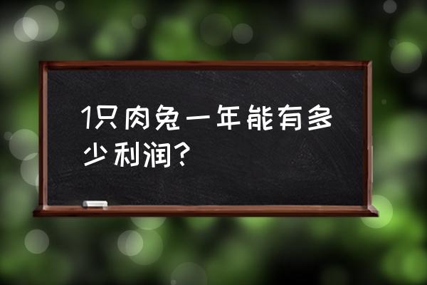 养殖100一只兔子利润多少 1只肉兔一年能有多少利润？