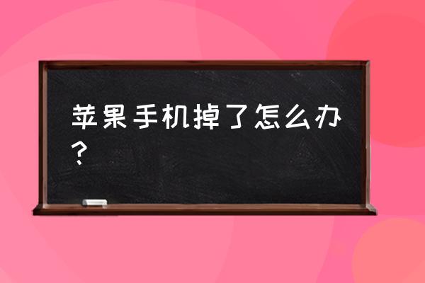 如果苹果手机掉了怎么办 苹果手机掉了怎么办？