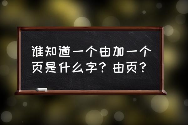 一个由加一个页怎么打出简体字 谁知道一个由加一个页是什么字？由页？