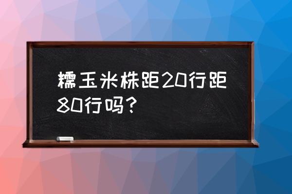 糯玉米种植高产技术 糯玉米株距20行距80行吗？