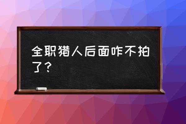 全职猎人手游怎么没了 全职猎人后面咋不拍了？