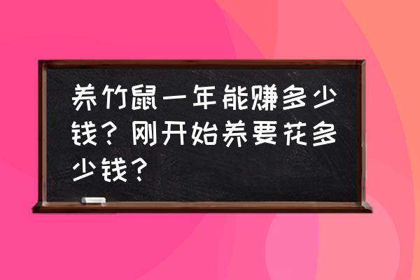 新手养殖竹鼠怎么养 养竹鼠一年能赚多少钱？刚开始养要花多少钱？