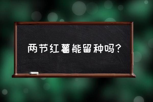 食叶型红薯怎么留种 两节红薯能留种吗？