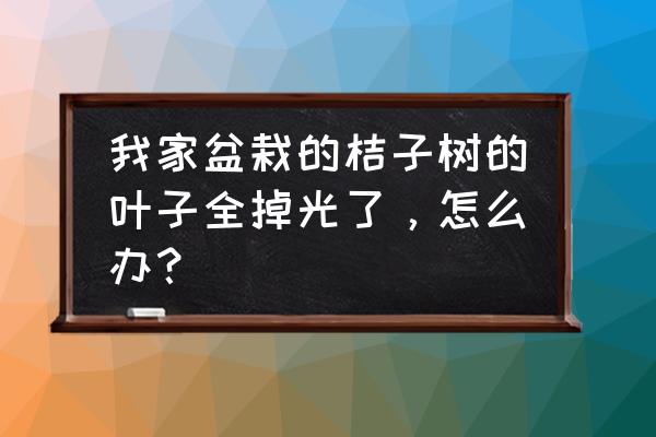 盆栽橘子树冬季落叶是什么原因 我家盆栽的桔子树的叶子全掉光了，怎么办？