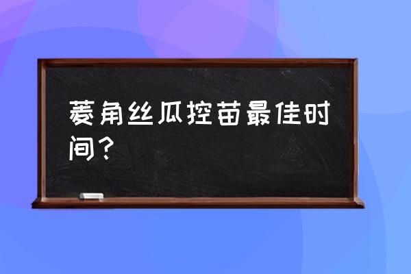 吃菱角的禁忌 菱角丝瓜控苗最佳时间？