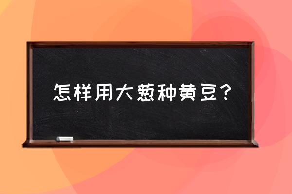 大葱生根最快方法 怎样用大葱种黄豆？