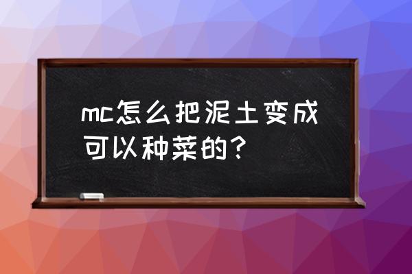 希望之村钢锄头怎么做 mc怎么把泥土变成可以种菜的？