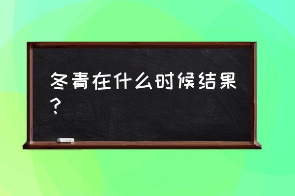 冬青树果药用治什么 冬青在什么时候结果？