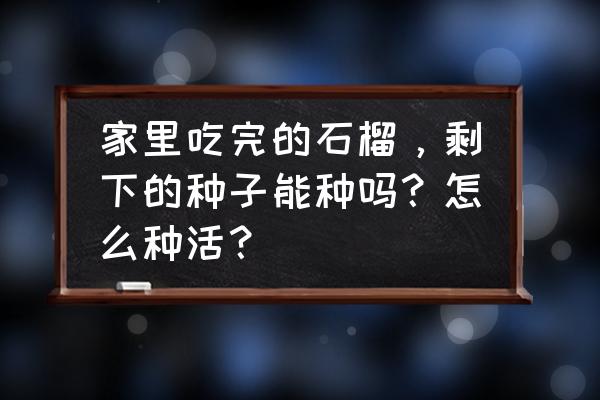 吃完的石榴籽能种植吗 家里吃完的石榴，剩下的种子能种吗？怎么种活？