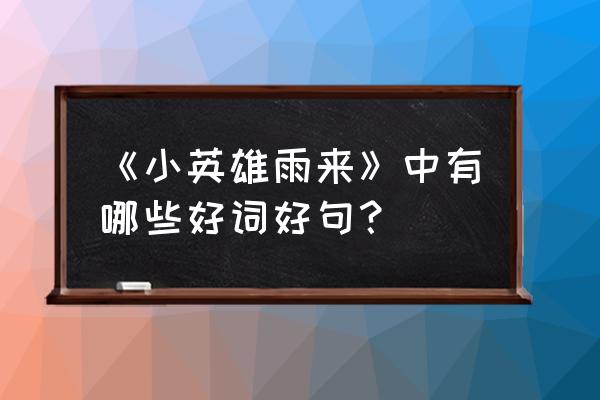 小英雄雨来中的生字组词还有拼音 《小英雄雨来》中有哪些好词好句？