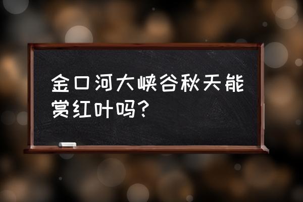 现在哪里赏红叶最好 金口河大峡谷秋天能赏红叶吗？