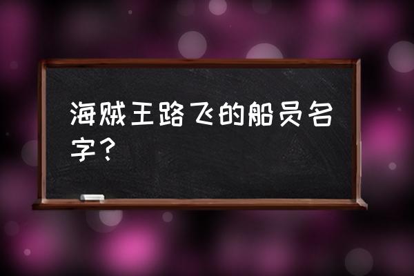 小小航海士船员有几个 海贼王路飞的船员名字？