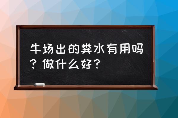 甘肃牛粪处理技术及设备 牛场出的粪水有用吗？做什么好？