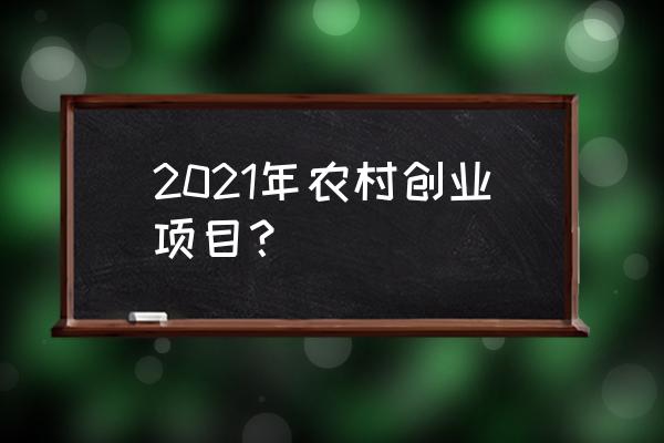 农村农民创业项目简介个人 2021年农村创业项目？