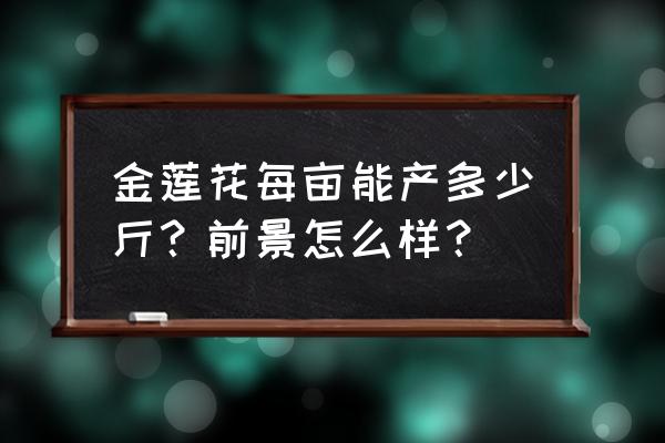 莲子的种植方法及亩产 金莲花每亩能产多少斤？前景怎么样？