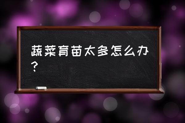 蔬菜育苗技术总结 蔬菜育苗太多怎么办？