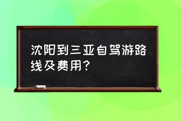 海南三亚旅游一日游规划介绍 沈阳到三亚自驾游路线及费用？