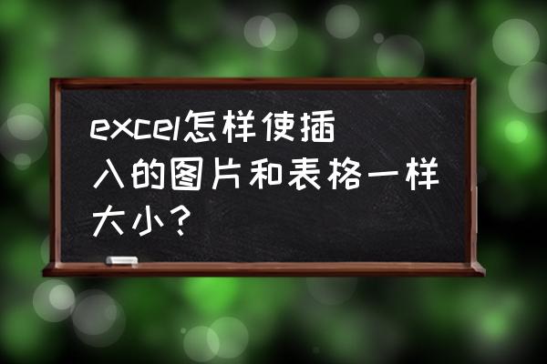 如何调整图片尺寸及大小 excel怎样使插入的图片和表格一样大小？