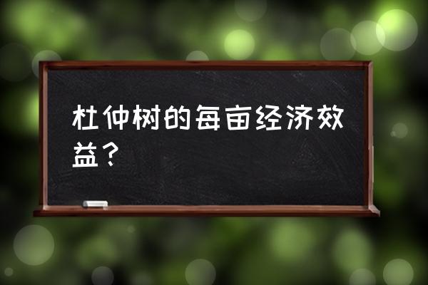 每亩产生多少效益怎么说 杜仲树的每亩经济效益？