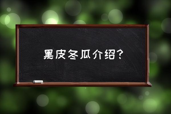 哪种冬瓜最好的 黑皮冬瓜介绍？