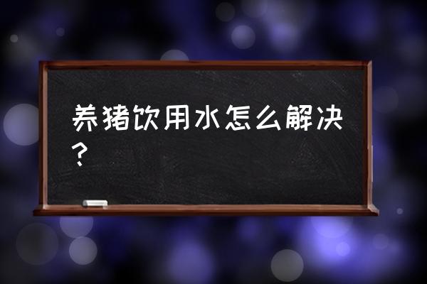 猪场饮用水用什么药消毒 养猪饮用水怎么解决？