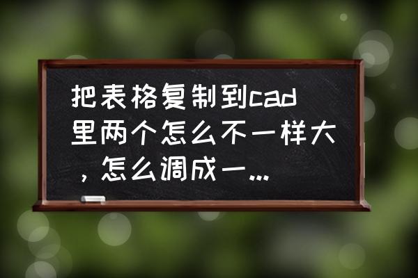 cad怎么复制到另外一张图 把表格复制到cad里两个怎么不一样大，怎么调成一样大小的？