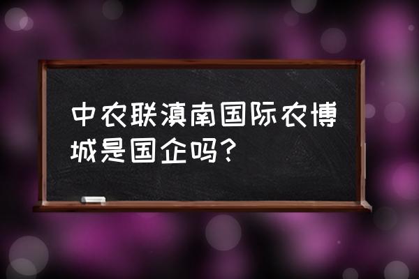 旅游农产品数字化案例 中农联滇南国际农博城是国企吗？